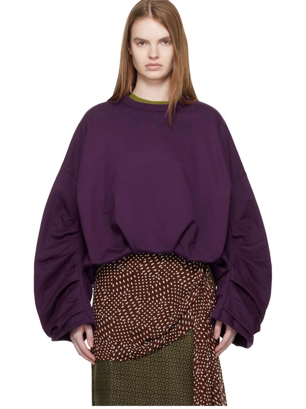 Dries Van Noten Oversized Purple Crewneck Sweatshirt